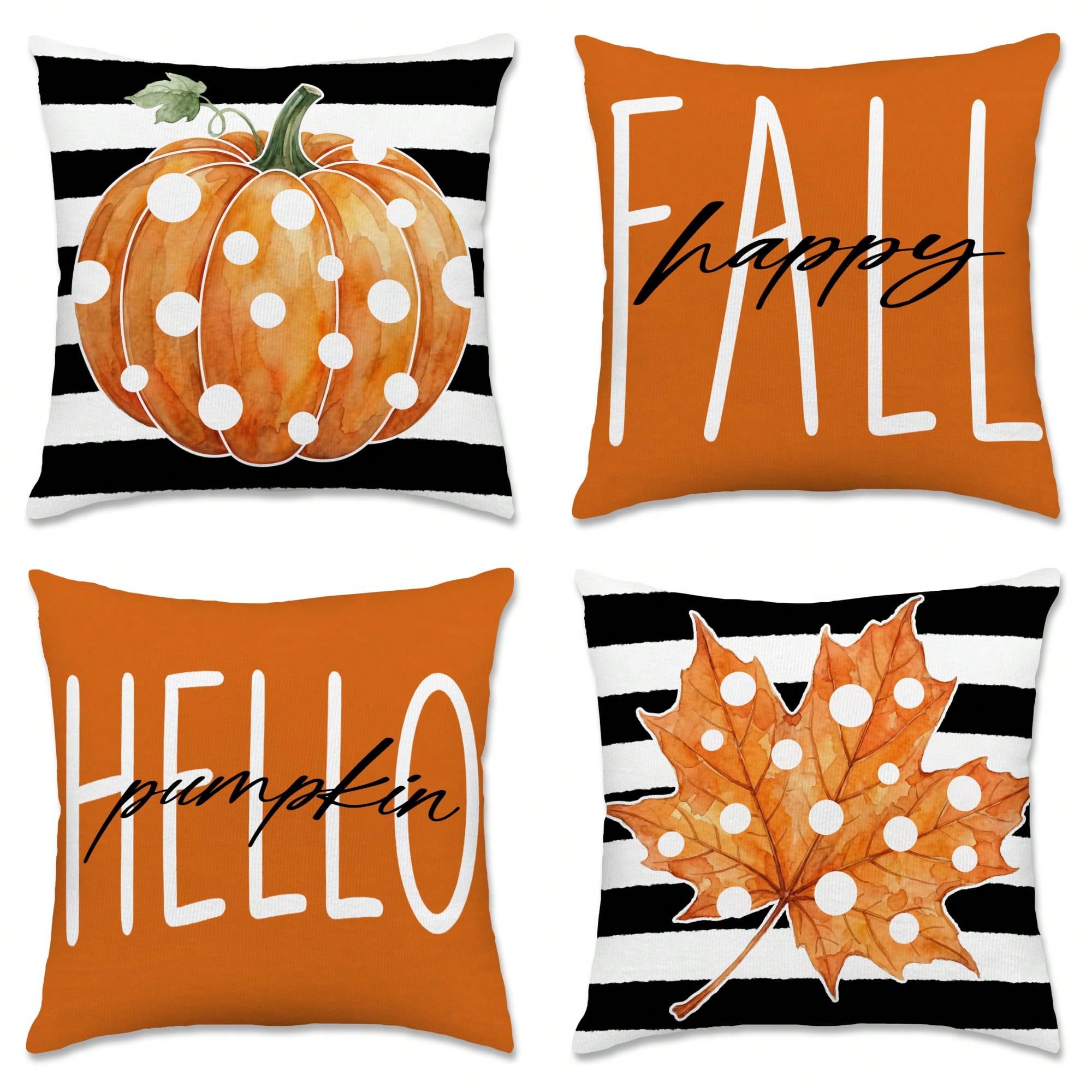 Pillow Insert 18X18 - 4 Adet Sonbahar Temalı Yastık Kılıfı,