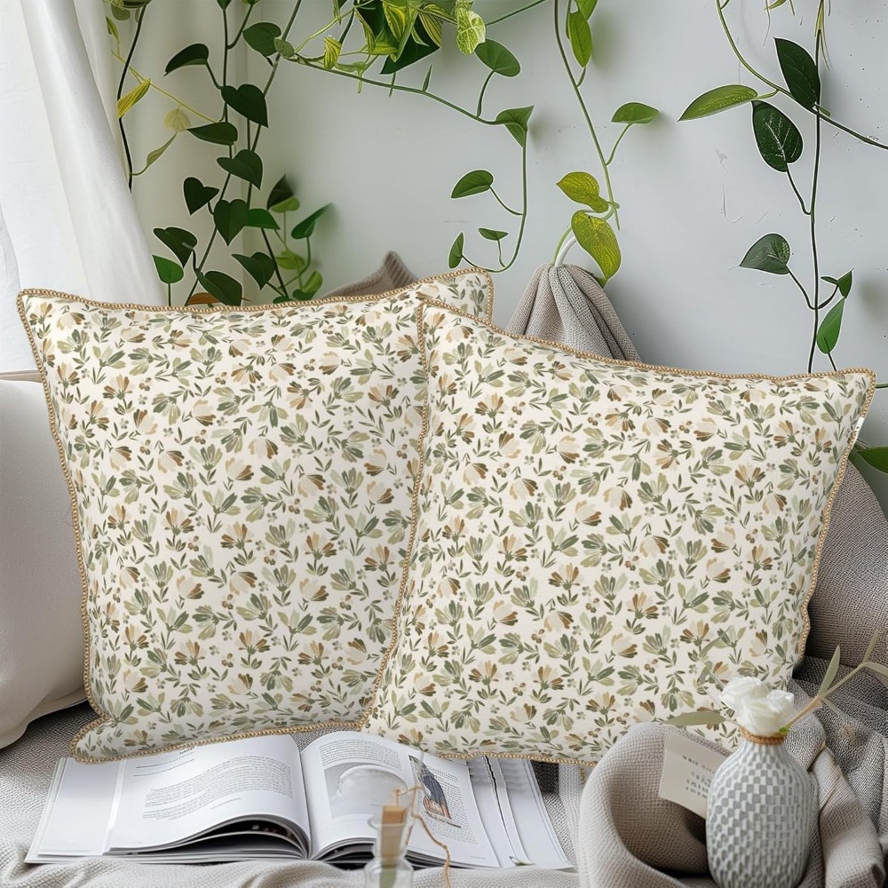 Adaçayı Yeşili-Bej-Çiçek Desen - Pillow Insert 18X18 incelemesi ve fiyatı